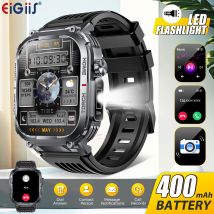 EIGIIS Nuovo Smart Watch da uomo 3ATM impermeabile 2.02 "S320B con bussola e torcia a LED Sport e fitness Monitoraggio della frequenza cardiaca