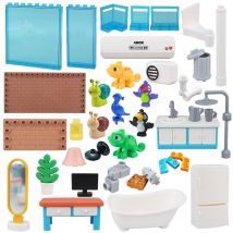 Duże klocki do budowy akcesoria kompatybilne domy Duplos meble budowlane filar płot montaż cegieł zabawki dla dzieci