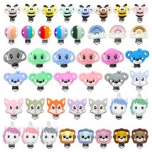 3 pezzi in silicone elefante orso volpe unicorno leone clip a forma di ciuccio fai da te catena animale capezzoli morsetti porta capezzoli