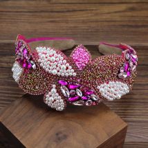 Handgemachte Braut Haarschmuck hellgrün Kristall Barock Haar bänder Perlen Blatt Stirnbänder Boho Diademe für Frauen Hochzeits feier