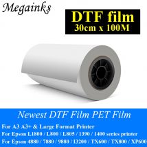 30cm*100M Roll PET film Single Sided DTF Film printing direct transfer film 75U thickness Epson L1800 I3200 4720 1390 Printhead