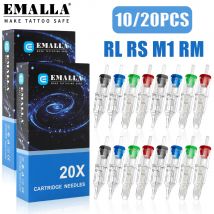 20/10PCS EMALLA Cartuccia Aghi per tatuaggio RL RS M1 RM Cartuccia di sicurezza sterilizzata monouso Ago per macchina rotativa per tatuaggio Penna