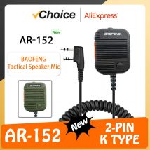 Baofeng AR-152 Walkie Talkie Microfono PTT Radio Altoparlante Keenwood Tipo a 2 pin Microfono portatile per UV-K5 UV-16 BF-1701 UV-13 DR1801