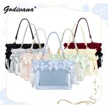 Original Pain Bag Süße Satinschleife Große Kapazität Schulter Umhängetasche 14 Zoll Laptoptasche Mädchen Damen Perlenkette Tote Handtaschen