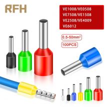 100 sztuk E0508 E7508 E1008 E1508 E2508 izolowane okucia listwa zaciskowa koniec przewodu złącze przewodu elektrycznego zaciskacz Zacisk