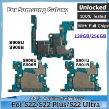 Unlocked Motherboard For Samsung Galaxy S22 Ultra S901U S901B S908B S908U Logic Board S22 Plus S906U S906B Full Chip Mainbaord