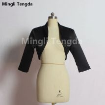 Mingli Tengda  Elegant Satin 3/4 Sleeve Bolero/Shrug/Jacket/Stole/Tippet/Shawl for Women Coat Bridal Accessories Custom Made