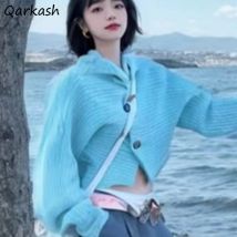 Gestrickte Strickjacken für Frauen, langärmelig, weich, All-Match, schick, Mädchen, College, High Street, jung, solide Nische, Frühling und Herbst