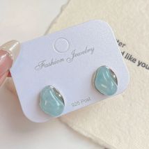 Unregelmäßige, verschmierende Harz-Blue-Jelly-Eis-niedliche geometrische Bohnen-Ohrstecker für Frauen, einzigartiger Schmuck, Weihnachtsgeschenk