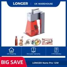 LONGER Nano Pro Portable Laser Engraver,12W, 5000mm/s, Lightburn /LaserGrbl Software, 100-240V Input, 0.01mm Precision, 450nm