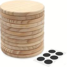 5 pezzi Set di 6 sottobicchieri rotondi in legno non finiti per artigianato fai-da-te e decorazioni