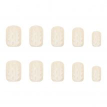 Cute Sweater Pattern Winter Xmas Milky White Short Fake Nails Art Christmas False Nails Charm Tips Press on Nails Manicure Tools