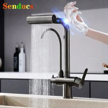 Grey Touch Filter Kitchen Faucets 3 Ways Hot Cold Pure Water Kitchen Sink Mixer Tap Handfree Touch Filter Kitchen Sink Faucet