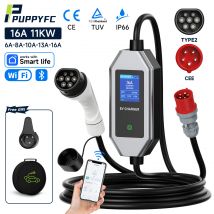 Puppyfc 16A 11KW Tragbares EV-Ladegerät Typ2/GBT Mennekes EVSE Ladestation für Elektrofahrzeuge PHEV-Auto mit CEE-Stecker