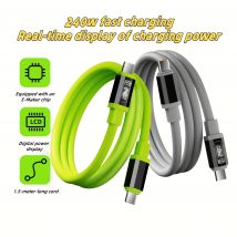 240 W Silikon-Digitalanzeige, superschnelles Laden, USB C auf Typ-C-Kabel mit Echtzeit-Leistungsanzeige für Huawei, Xiaomi, Samsung