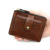 Männer Mode Männlichen Schlanke Leder Geldbörsen Kredit ID Karte Halter Brieftasche mit Münzfach Luxus Marke Designer Braun Business Geldbörse