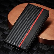 Handyhülle für Xiaomi Redmi Note 14 13 12 11 Pro Plus 12S POCO X7 Pro X6 X5 14C 13C Magnetische Kohlefaser-Leder-Geldbörsenabdeckung