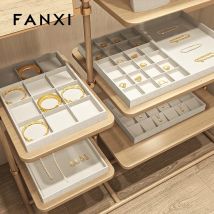 Oirlv Leinen Multifunktions-flaches Schmucktablett, stapelbar, Schmuckschublade, Organizer, Armband/Uhr/Ohrringe, Vitrine, Schmuckhalter