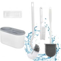 3-in-1 weiche, an der Wand montierte Toilettenbürste und Halter, Belüftungsschlitzbasis für Badezimmer-Set, schnelle Sicherung mit für Badezimmer, wiederverwendbar