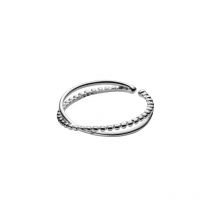 INZATT Real 925 Sterling Silver lines Cross Adjustable Ring For Fashion Women Fine Jewelry Hiphop Minimalist Accessories