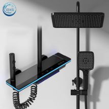 OXG Rubinetto da bagno in ottone Set di rubinetti per doccia termostatico con display digitale Sistema doccia a luce ambientale Set doccia a pioggia