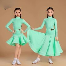 Abito da allenamento latino moderno in tre pezzi setcompetition per bambini in nylon professionale estivo nuovo e abito da spettacolo teatrale