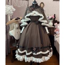 - Evening Whispers of London - Brown Classic Lolita OP Dress, Mermaid Skirt Outfit by Muyu Handmade Studio PRE ORDER / 80 days