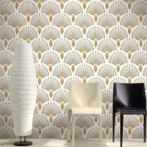 Amerikanische Licht Luxus 3d Tapete moderne Mode goldenes Schlafzimmer Restaurant TV Hintergrund Pfauenfeder Tapeten Fan geformt