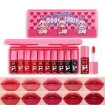 Lip Glaze Zehnteiliges Set, spiegelähnlich, wässrig, prall, aufhellend, zur Teintverstärkung des Lippenstifts, feuchtigkeitsspendend, Antihaft-Becher, langanhaltende Lippenglasur