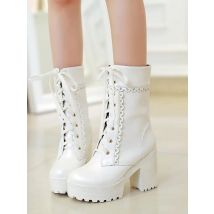 Fashion Sweet Ankle Boots 9CM Super High Heels Women Boots Waterproof Platform Thick Soled Short Boots Autumn Winter Lady Shoes