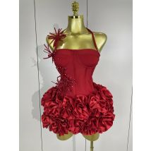 Sexy Halter Prom Gown Celebrity Club Two Piece Set Cocktail Elegant Women Fashion Luxury Birthday Party Red Black Bandage Outfit