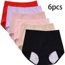 6 stücke Mädchen Menstruations Höschen frauen Physiologischen Slips Damen Zeitraum Auslaufsicher Panty Hohe Taille Baumwolle Unterwäsche