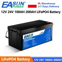 EASUN POWER 12V 24V LiFePo4 Batterie 100AH 200AH Lithium-Akku 100A BMS für Wohnmobil-Wechselrichter Solar Lithium-Eisenphosphat-Batterie Steuerfrei