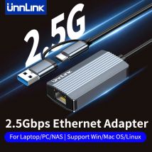 Unnlink Adattatore Ethernet da USB C a RJ45 Adattatore Gigabit da 2,5 G, USB 3.0 e tipo C a rete LAN per PC portatile Server NAS MacBook