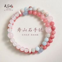 Neues Armband aus Rosenstein im chinesischen Stil für beste Freundin, viel Glück, Shoushan-Stein, Meditation, Rosenkranz, Perlen, Nischen-Handschnur für Frauen
