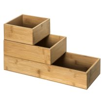 Five Juego de 3 Organizadores de Bambú Apilables para Utensilios de Cocina de Especialidad