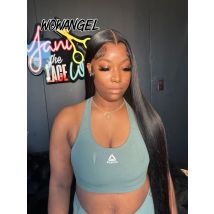 WowAngel 250% Pre Bleached 13x6 HD Lace Front Wigs 34in Glueless Straight Human Hair Wigs Pre Plucked Brazilian Hair For Women