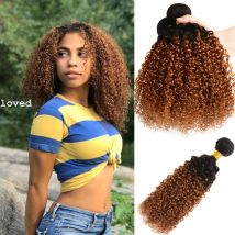 Dream diana 10a ombre malaysisches haar t1b/30 10 "-26" remy ombre verworrenes lockiges haar 1/3/4 bündel 100% ombre braune menschliche haar bündel