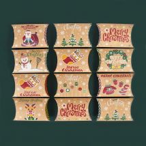 10 stücke Weihnachten Kissen Form Candy Box Weihnachten Dekoration Für Home Kraft Papier Geschenk Box Navidad 2025 Neue Jahr Verpackung taschen