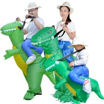 Disfraz de dinosaurio verde inflable Unisex para niños y adultos, disfraz de montar con dibujos de Tiranosaurio Rex, disfraz de fiesta para actividades al aire libre