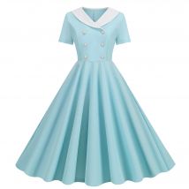 Solide 50S 60S Frauen Vintage Kleid Sommer Elegante Fit und Flare Ladies Party Sommerkleid Robe