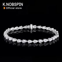 KNOBSPIN, pulseras de tenis de moissanita con corte de pera de 3x5mm para mujer, pulsera de fiesta de hip hop chapada en plata s925 de oro blanco de 18k, venta al por mayor