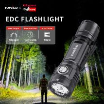 TOWILD BC10 EDC-Taschenlampe, tragbar, wiederaufladbar, 4000 lm, IPX8, Hochleistungs-LED-Taschenlampe, 21700 Taschenlampe für Camping, Außenbeleuchtung