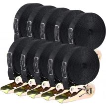 10 X Cinghie di tensione Cinghie di ancoraggio rigide Cinghia di tensione a cricchetto Un pezzo 6M x 25mm