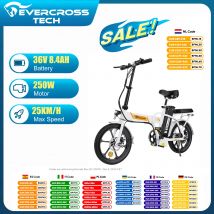 EVERCROSS TECH EK5 Bicicletta Elettrica，E-Bike da 250W per Adulti, Bicicletta Elettrica Pieghevole da 20-45Km, 15/20/25 KM/H, Ruote da 16''