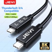 JEYI Thunderbolt 4/3 40Gbps Cavo USB4 USB Tipo C a C 240W Cavo di ricarica rapida Thunderbolt3 per egpu SSD iPad MacBook Air