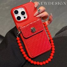 Luxus Perlen Armband Hand Lanyard Brieftasche Telefon Fall Für iPhone 16 11 12 13 14 Pro Max 15 Plus Karte Slot Tasche Karte Halter Abdeckung