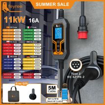 feyree Przenośna ładowarka EV Typ2 11KW 16A 3-fazowa aplikacja Wi-Fi Wersja Bluetooth Kabel ładujący