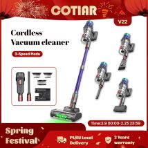 COTIAR V22 650 W Akku-Staubsauger, 55 kPa Saugleistung, bürstenloser Staubsauger, 1,2 l Fassungsvermögen, LED-Anzeige für Bodenteppiche, Tierhaare