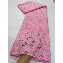 5 metri nigeriano guipure cavo tessuto di pizzo 2025 di alta qualità 3D paillettes africano maglia di seta del latte ricamo tessuto del pizzo delle donne